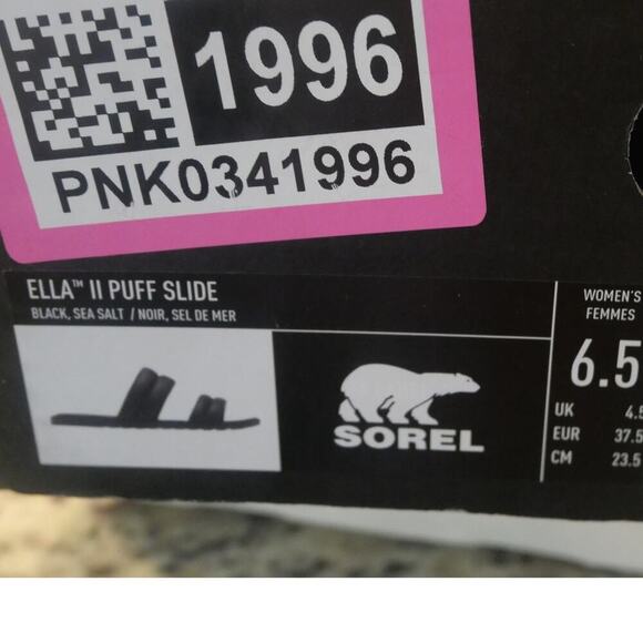 New Sorel Ella Puff Black Slides Sandals Shoes Women's 6.5 - Picture 7 of 8